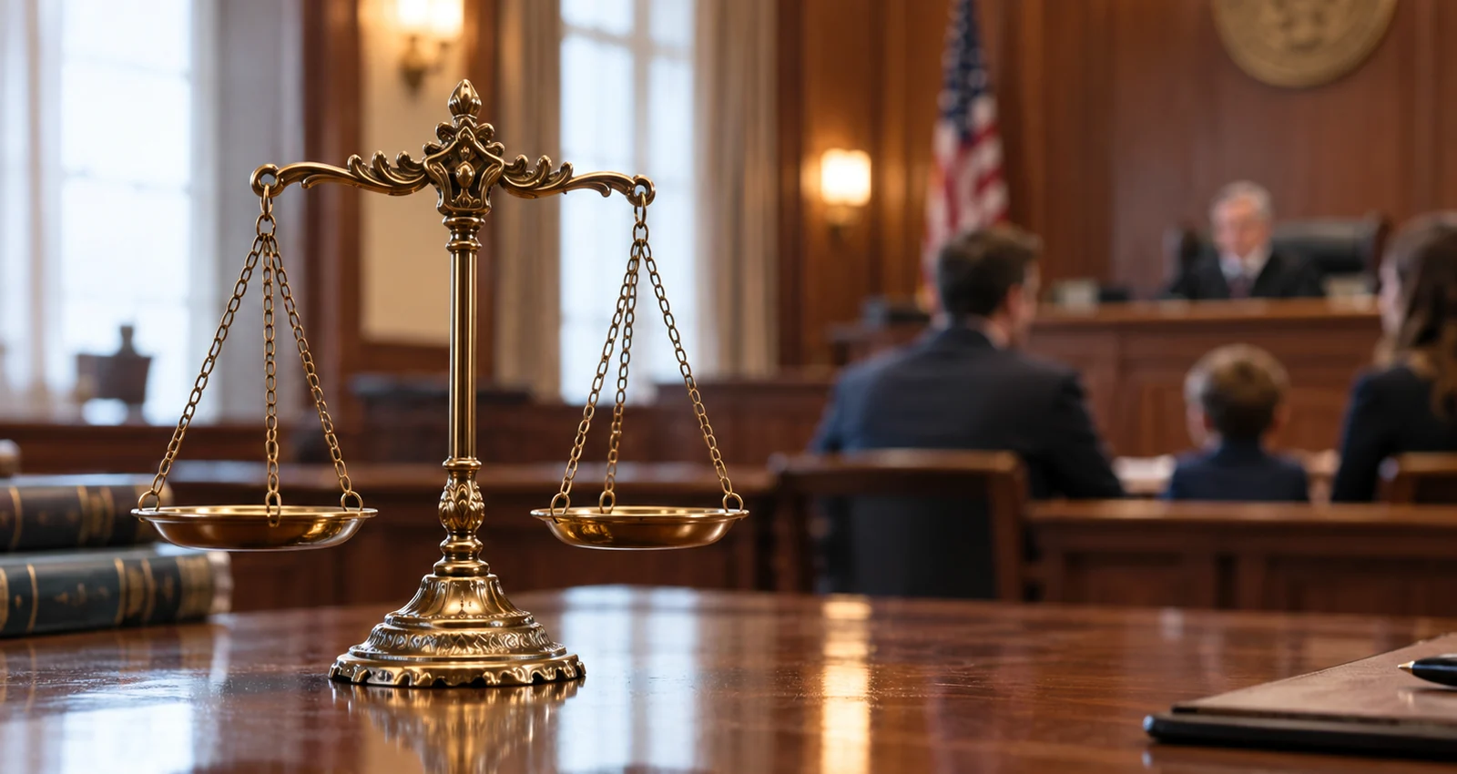 Courtroom scales of justice illustrating changes in Oklahoma divorce law