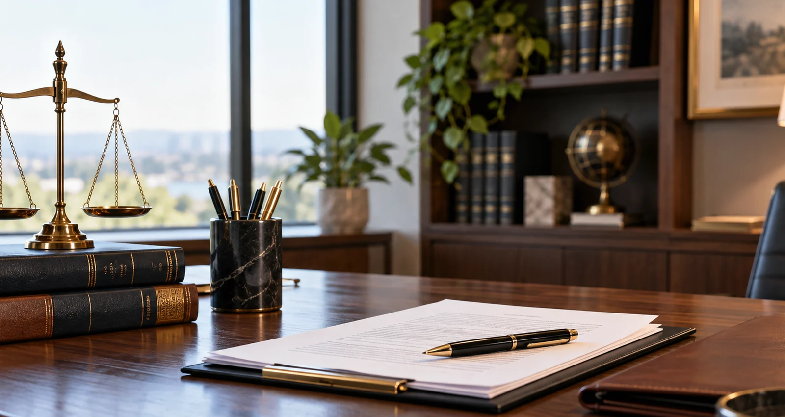 Professional office scene illustrating legal disclaimers and terms of use
